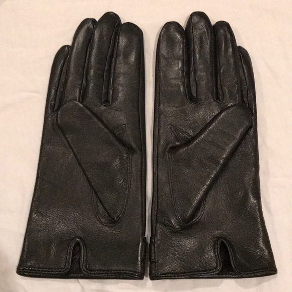 DAKS black leather gloves size 21 - Picture 2 of 8